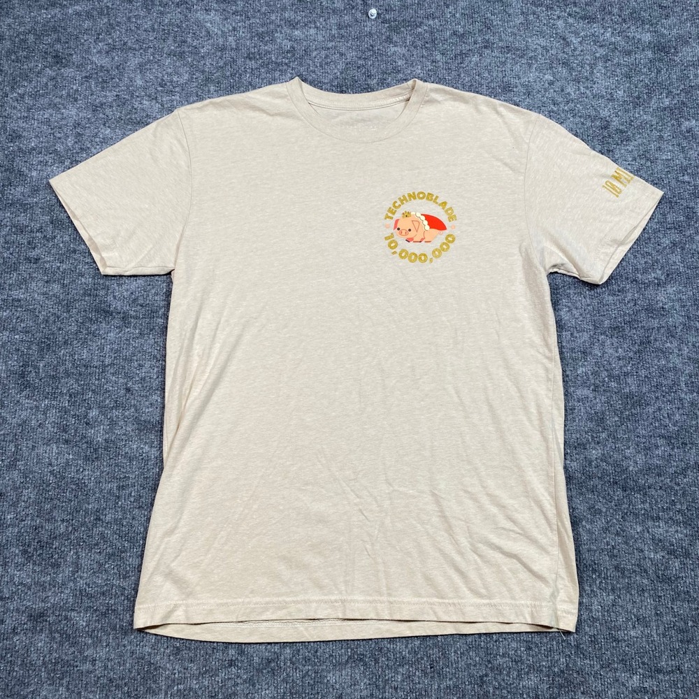 Technoblade 10 Million Subs T-Shirt Mens Medium Oatmeal Heather Gold Glitter Tee